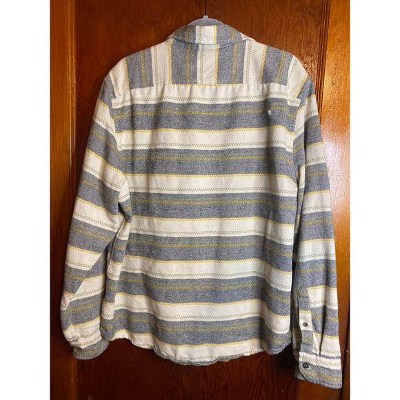 Goodfellow Co Men's Flannel Camping Gray Yellow Cream XL Standard Button Down - Picture 2 of 6